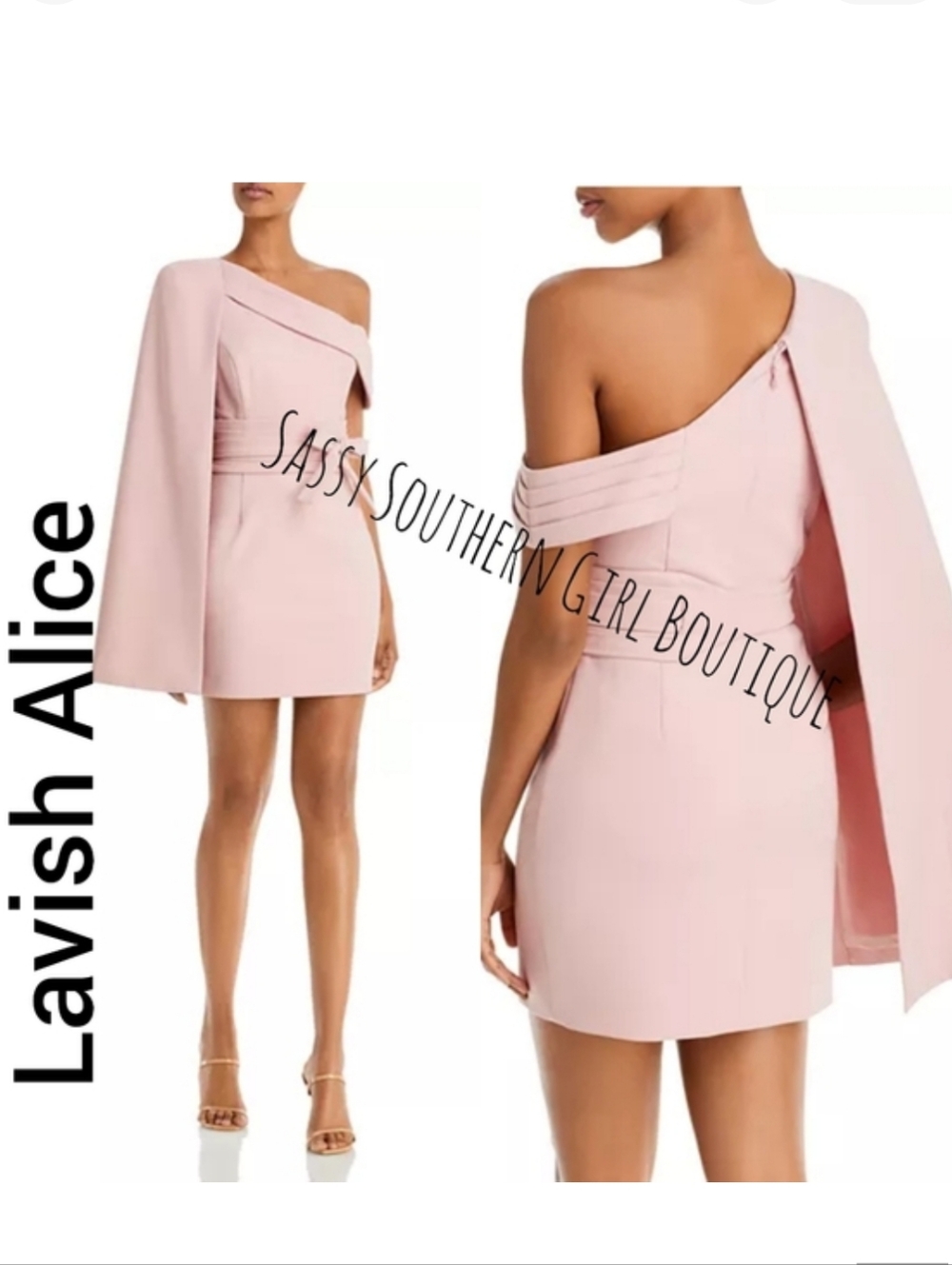 🆕⭐ Lavish Alice Mauve Pink Cape Sleeve Mini Dress